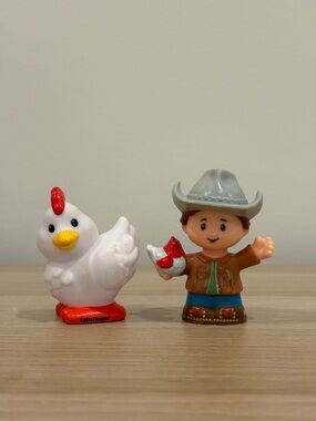Fisher-Price Little People Chicken and Farmer Figures Lot of 2 Toddler Toys